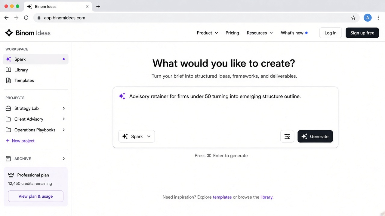 Binom Ideas spark input becoming structure